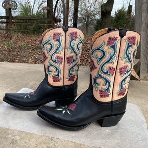 RARE Black Mid Shaft Flower Boots